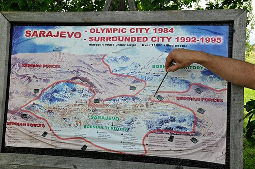 Karte von der Belagerung Sarajevos im Tunnelmuseum