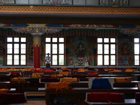 Namdroling monastery monks study tables