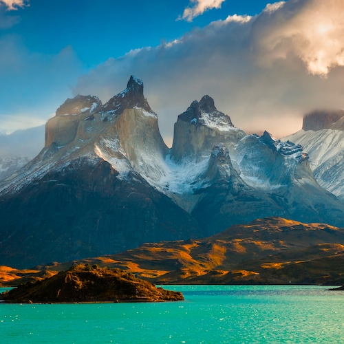 Dramatic dawn in Torres del Paine, Chile.