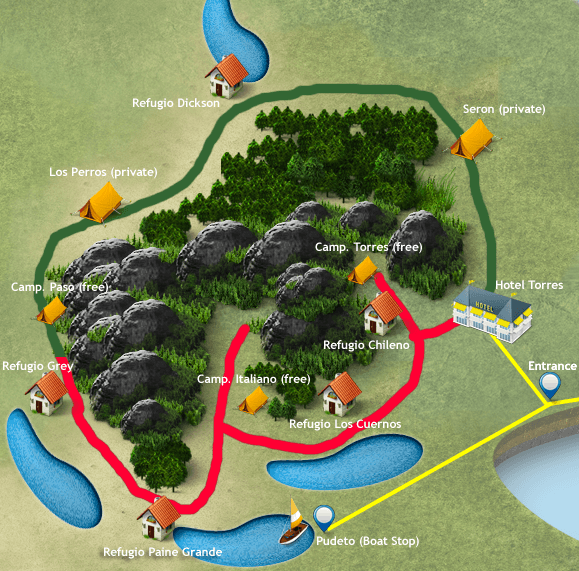 Map of Torres del Paine