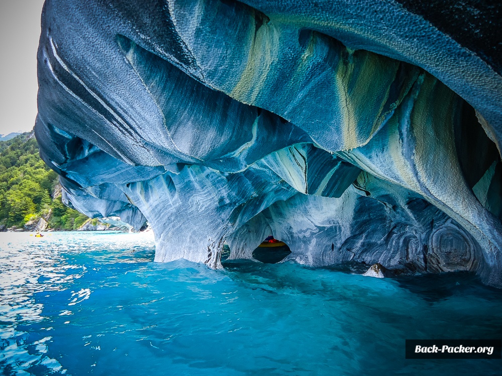 colorful Marble Caves of Purto Rio Tranquilo in Chile