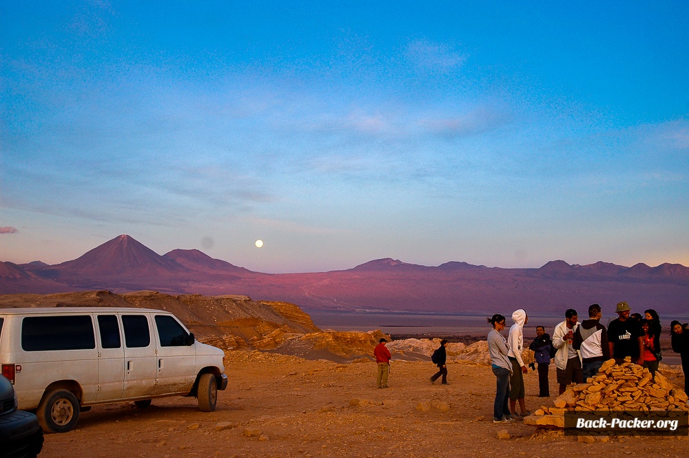 Sonnenuntergang im Moon Valley in der Atacamawüste nahe San Pedro de Atacama