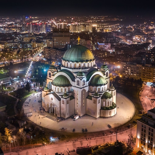 The Temple of Saint Sava at night. Belgrade, Serbia.