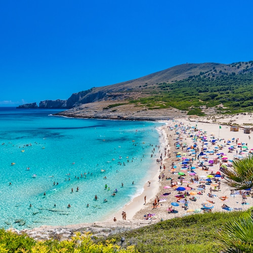 Beautiful sandy beach of Cala Mesquida, Mallorca, Mediterranean Sea, Balearic islands, Spain